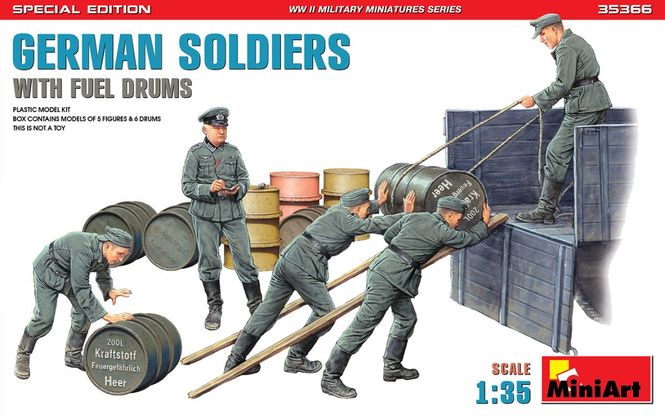 Huvudbild MiniArt Tyske soldater med brændstoftønder 1/35