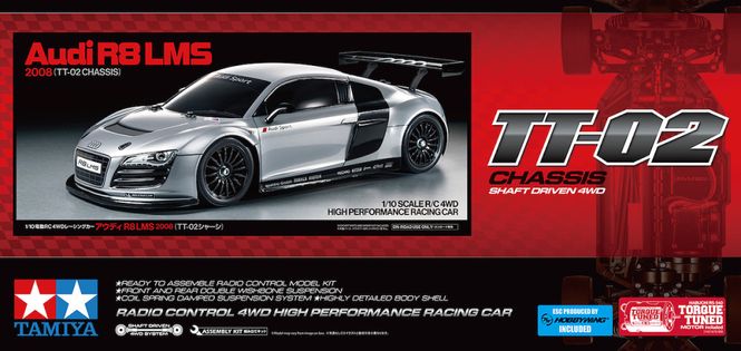 Huvudbild TAMIYA 1/10 R/C Audi R8 LMS 2008 (TT-02)