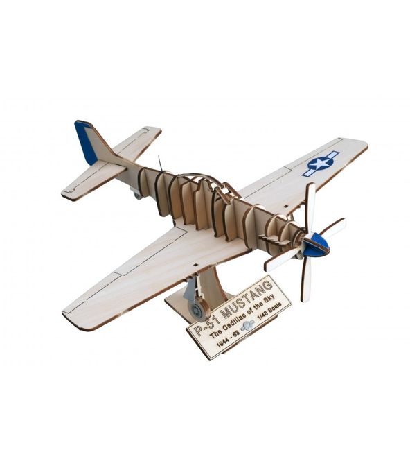 Huvudbild P-51 MUSTANG. TRÄBYGGSATS I SKALA 1/48