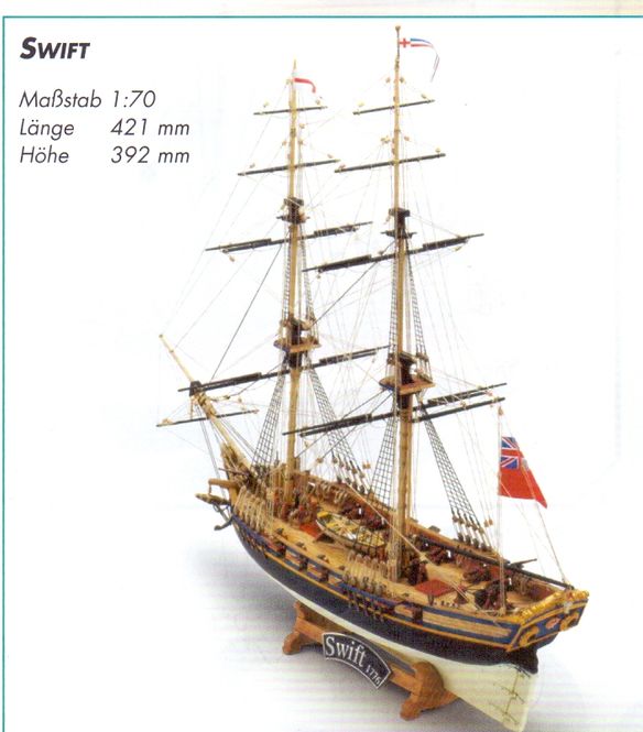Bild på HMS SWIFT. TRÄBYGGSATS I SKALA 1/70